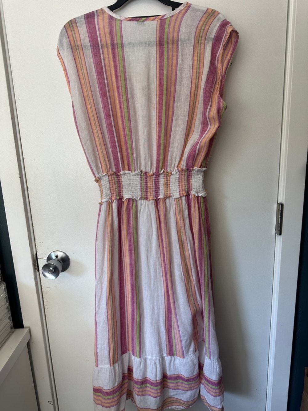 Rails Pink & Cream Striped Smocked-Waist Midi Spring/Summer Dress - Picture 7 of 12